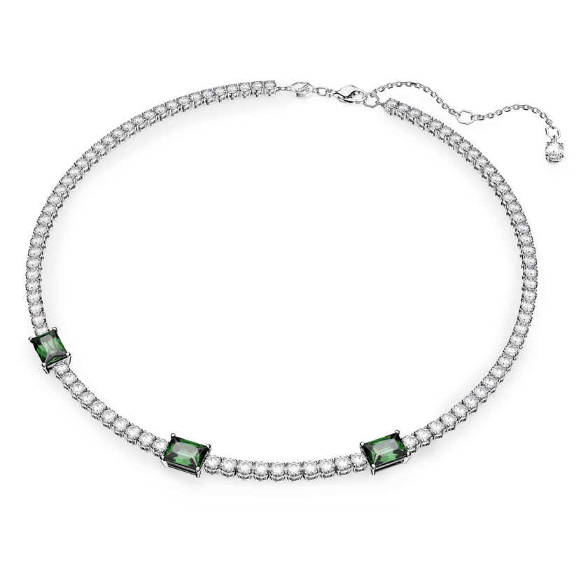 swarovski عقد matrix tennis، قطع متنوع، لون أخضر، طلاء روديوم