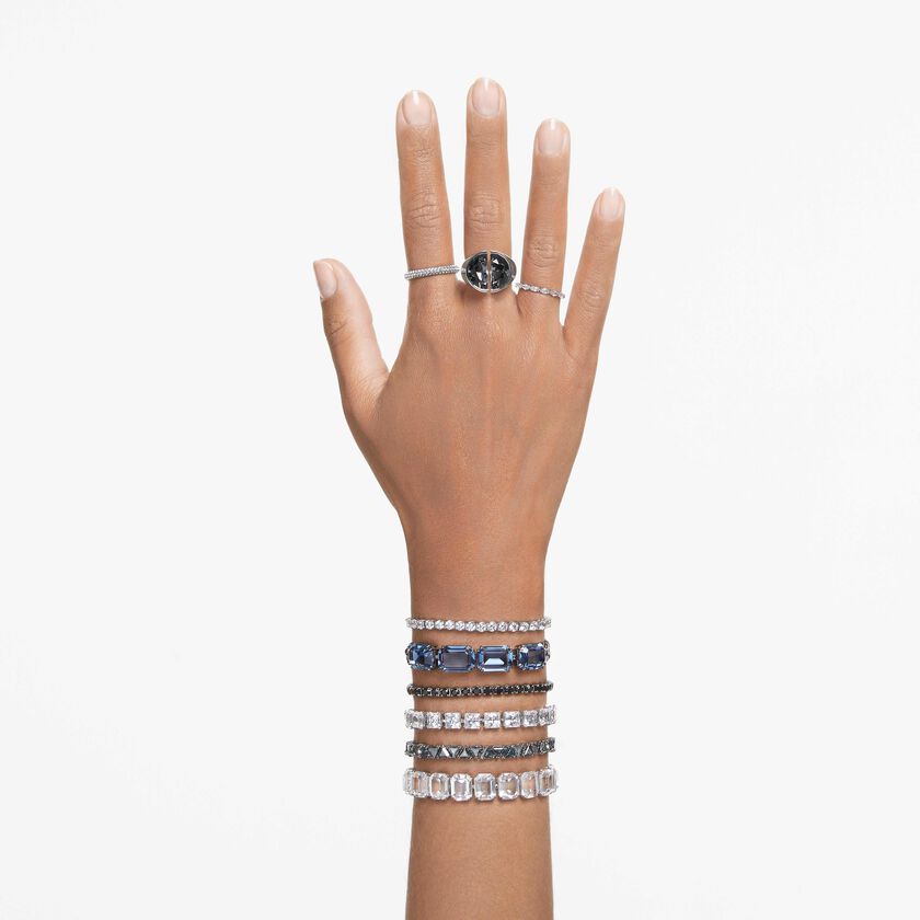 swarovski خاتم stone صغير، لون أبيض، طلاء روديوم