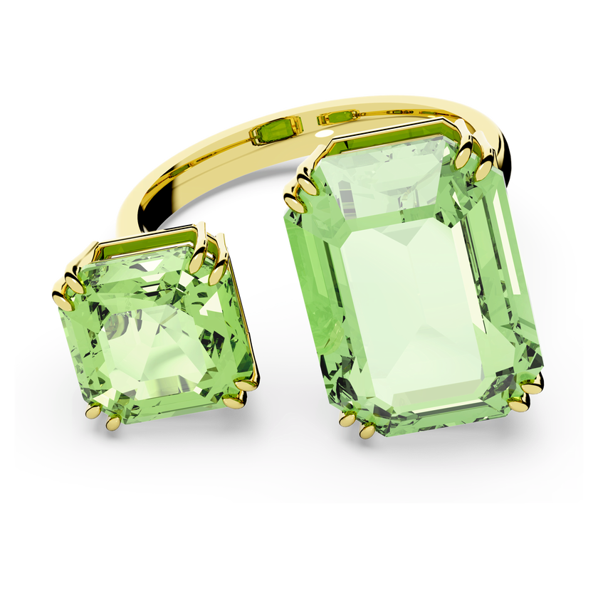 swarovski خاتم مفتوح millenia، قطع مُثَمَّن، لون أخضر، لمسة نهائية من الذهب عيار 18 قيراط