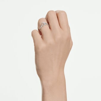 swarovski خاتم classica، قطع مستدير، تصميم متداخل، لون أبيض، فضة استرليني