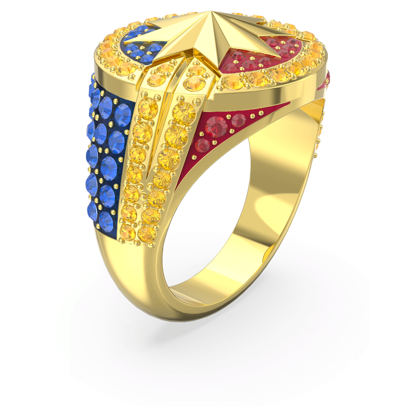 swarovski خاتم captain marvel، ألوان متعددة، طلاء بلون ذهبي