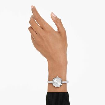swarovski ساعة sublima bangle، صناعة سويسرية، سوار معدني، لون فضي، ستانلس ستيل