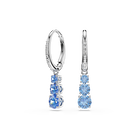 swarovski أقراط حلقية stilla attract، قطع مُستدير، ترصيع بافيه، لون أزرق، طلاء روديوم