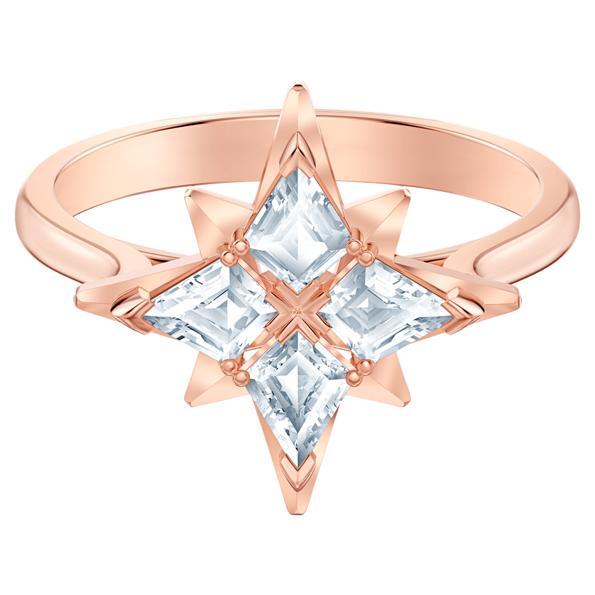 swarovski خاتم symbolic من سواروفسكي على شكل نجمة ، أبيض ، مطلي باللون الذهبي الوردي