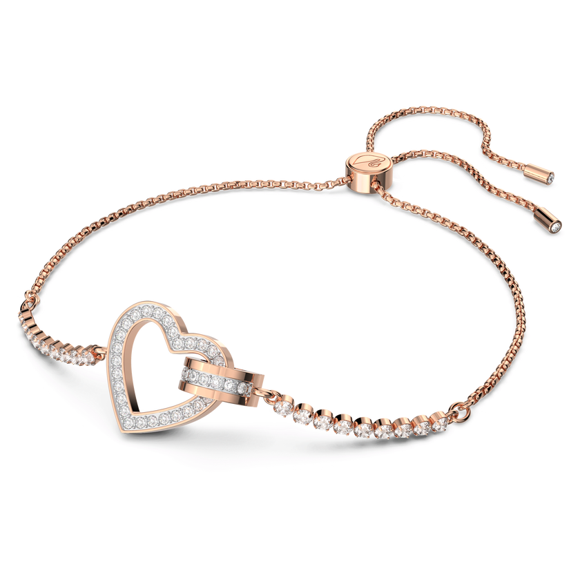 swarovski سوار lovely، على شكل قلب، لون أبيض، طلاء ذهبي وردي