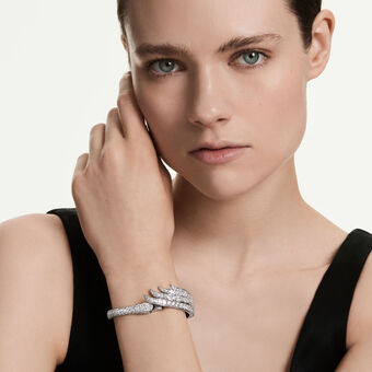swarovski سوار vienna، قطع متنوع، شكل بجعة، لون أبيض، طلاء روديوم