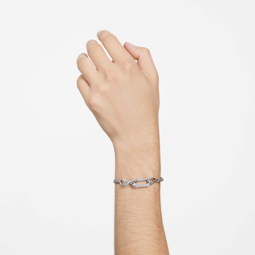 swarovski سوار dextera، كريستالات متراصة، حلقات متنوعة، لون أبيض، طلاء روديوم