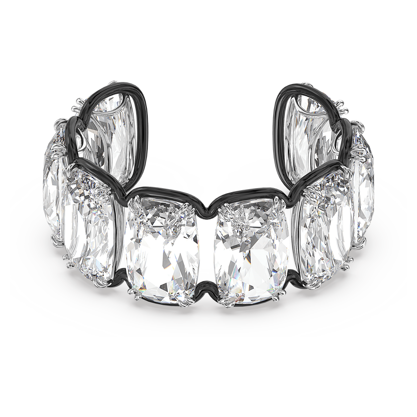 swarovski سوار عريض harmonia، مزدان بالكريستال العائم الكبير الحجم، لون أبيض، لمسة نهائية من معادن مختلطة