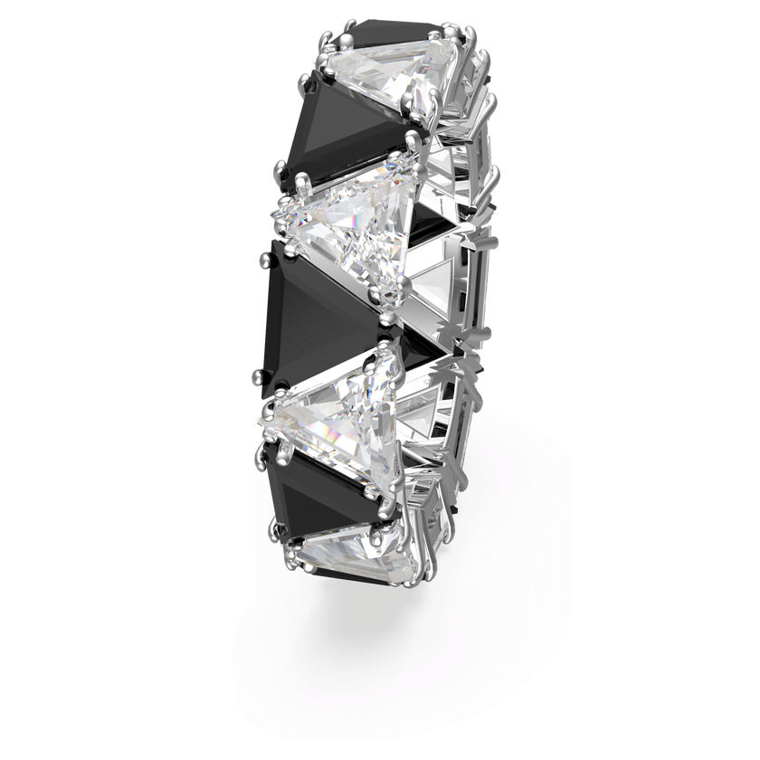 swarovski خاتم كوكتيل matrix، قطع مثلث، لون أسود، طلاء روديوم