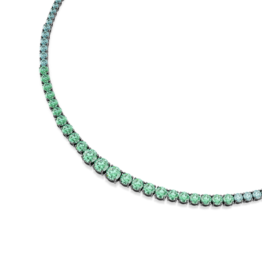swarovski عقد matrix tennis، قطع مستدير متدرج، ألوان متعددة، طلاء روثينيوم