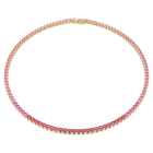 swarovski عقد matrix tennis، قطع مستدير، لون وردي، طلاء باللون الذهبي