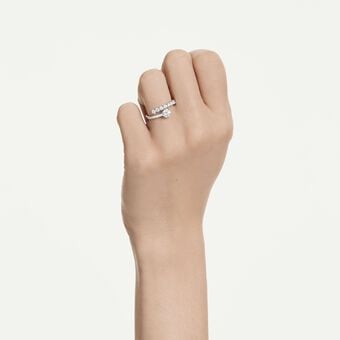 swarovski خاتم مفتوح matrix، قطع مستدير، لون أبيض، طلاء روديوم