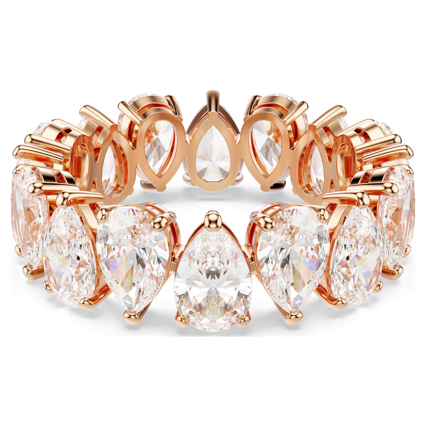 swarovski خاتم matrix vitorre، قطع على شكل كمثرى، لون أبيض، لمسة نهائية باللون الذهبي الوردي