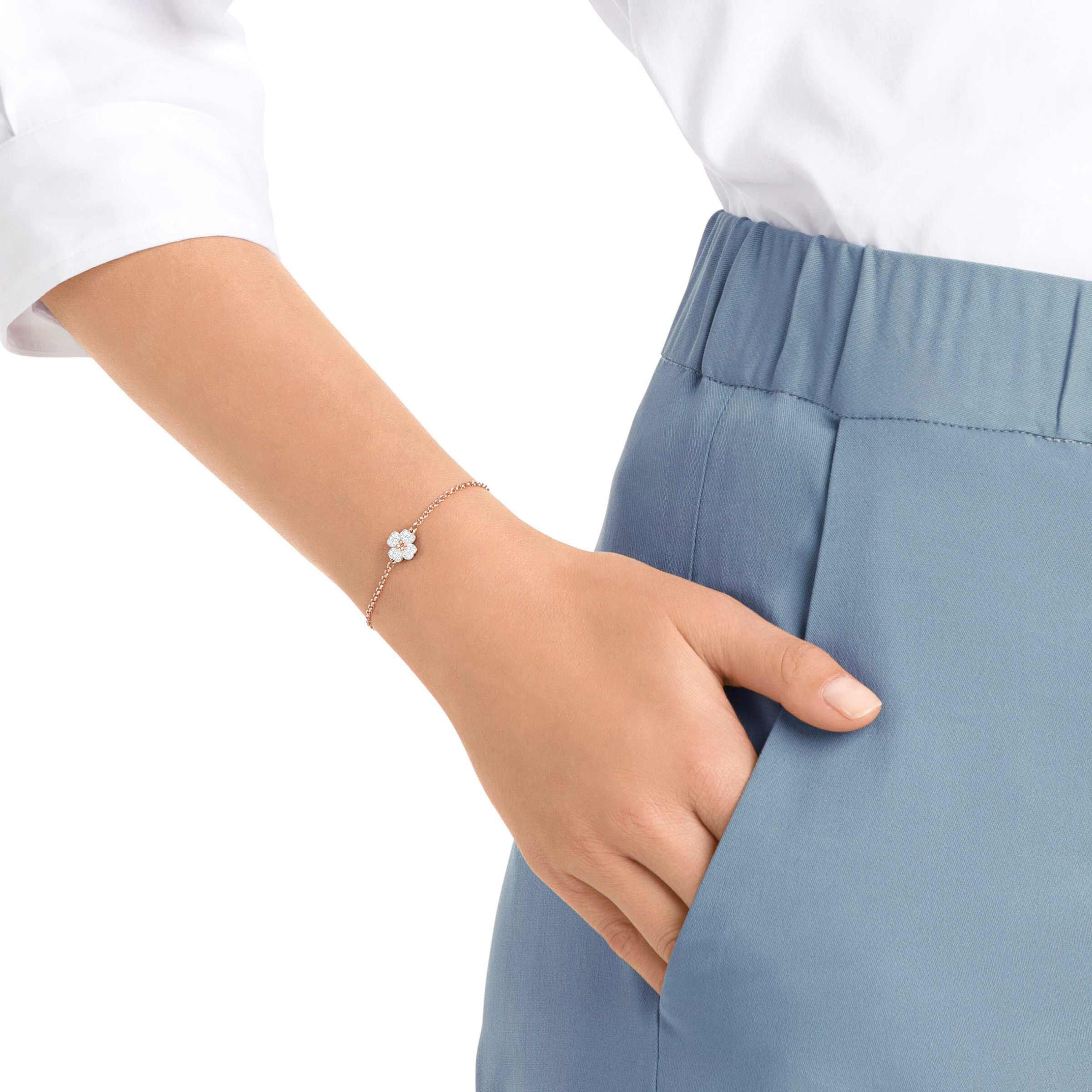 the swarovski remix collection clover  white  rose gold plating
