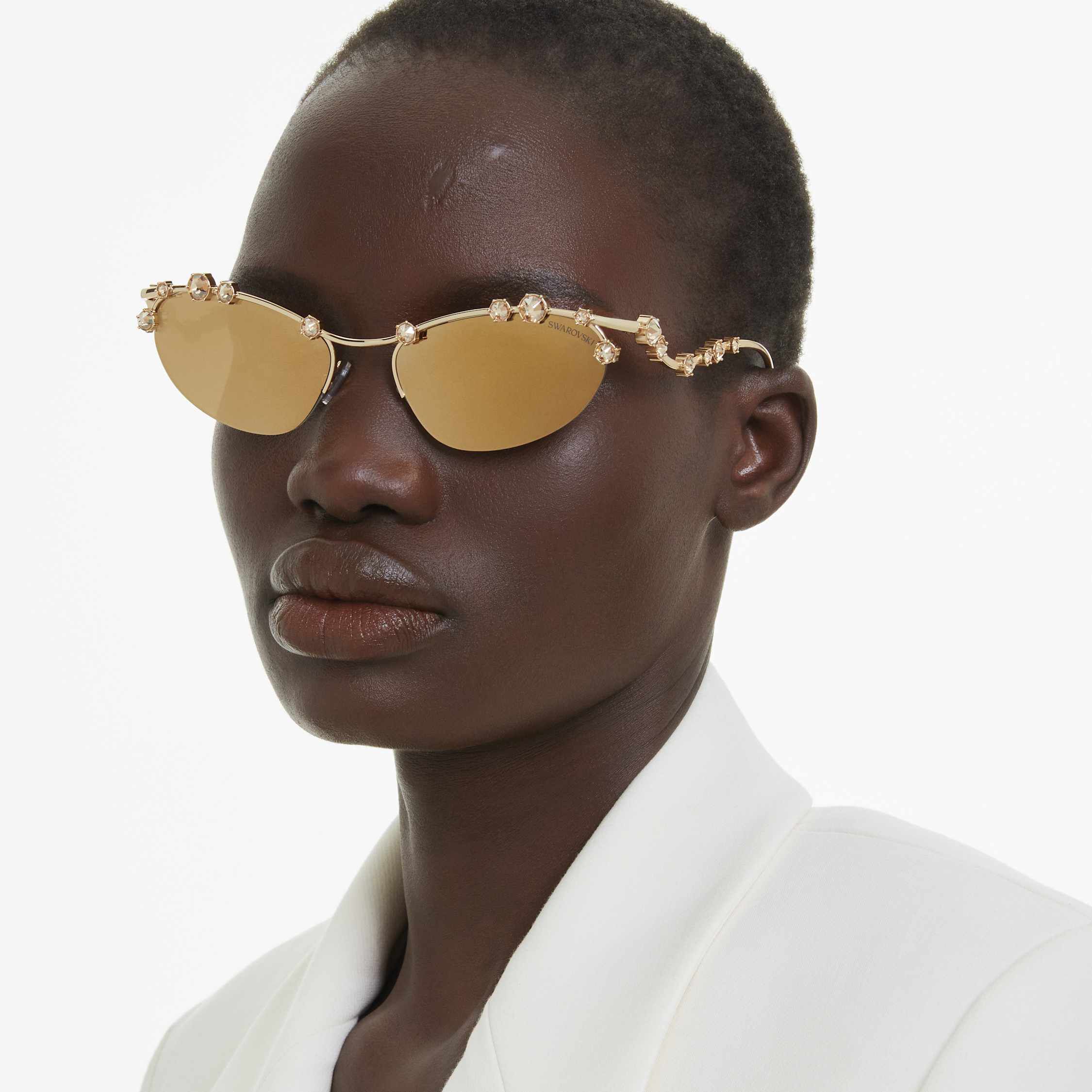 swarovski نظارة شمسية، شكل عيون القطة، sku001، لون ذهبي