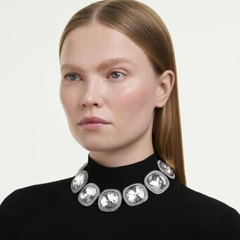 swarovski عقد شوكر una angelic، قطع كوشن، لون أبيض، طلاء روتينيوم