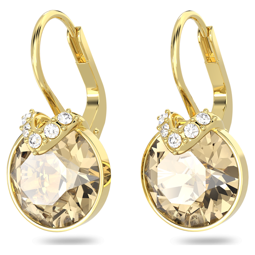 swarovski أقراط bella v متدلية، قطع مستدير، لون ذهبي، طلاء بلون ذهبي