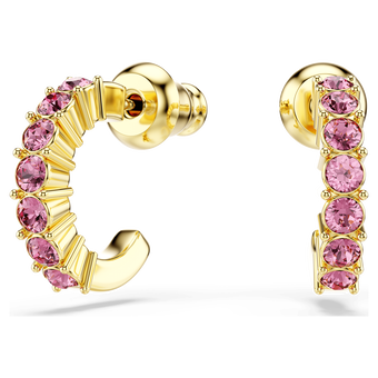 swarovski أقراط حلقية mini hoop، قطع مستدير، لون وردي، طلاء باللون الذهبي