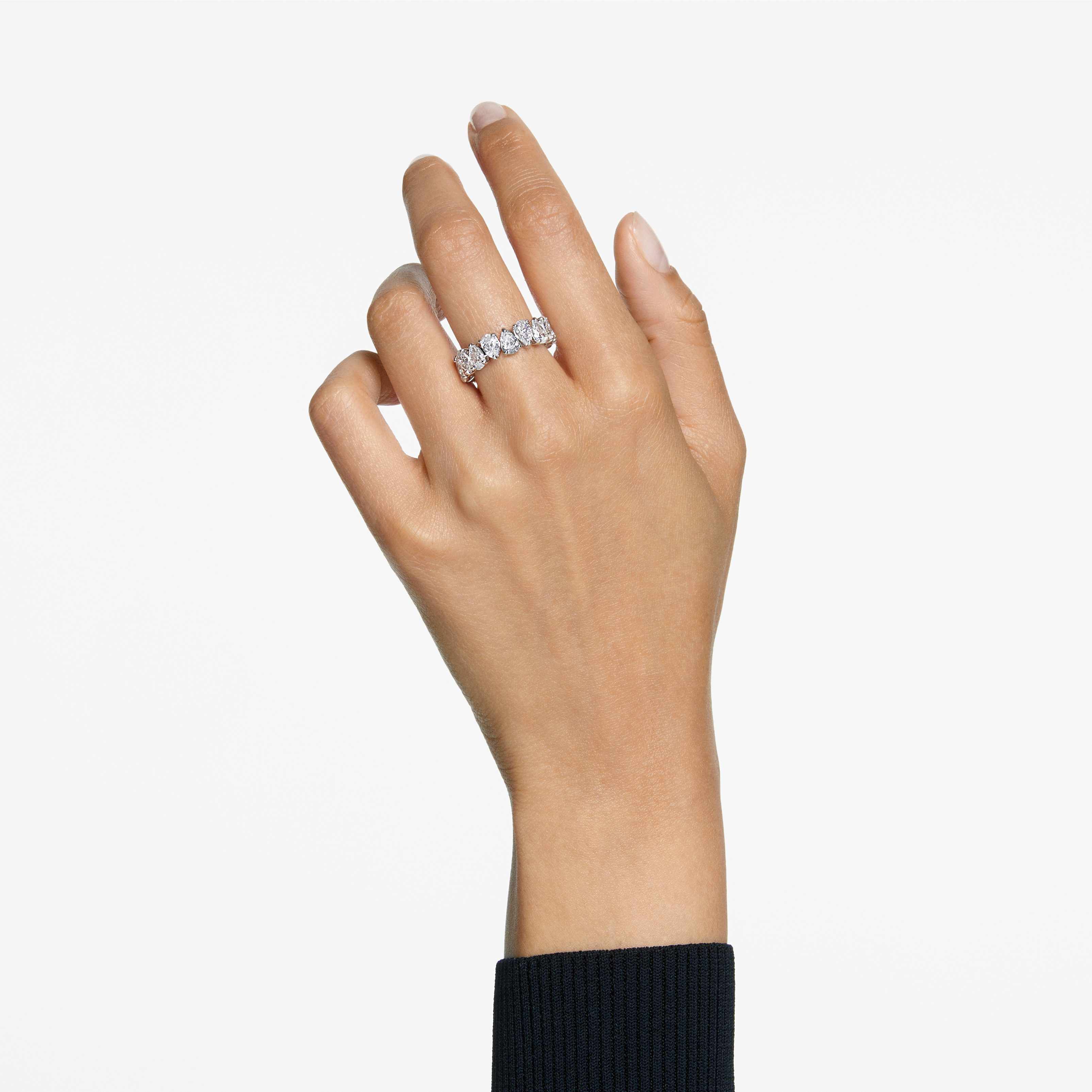 swarovski خاتم vittore، قطع على شكل قطرة، لون أبيض، طلاء روديوم