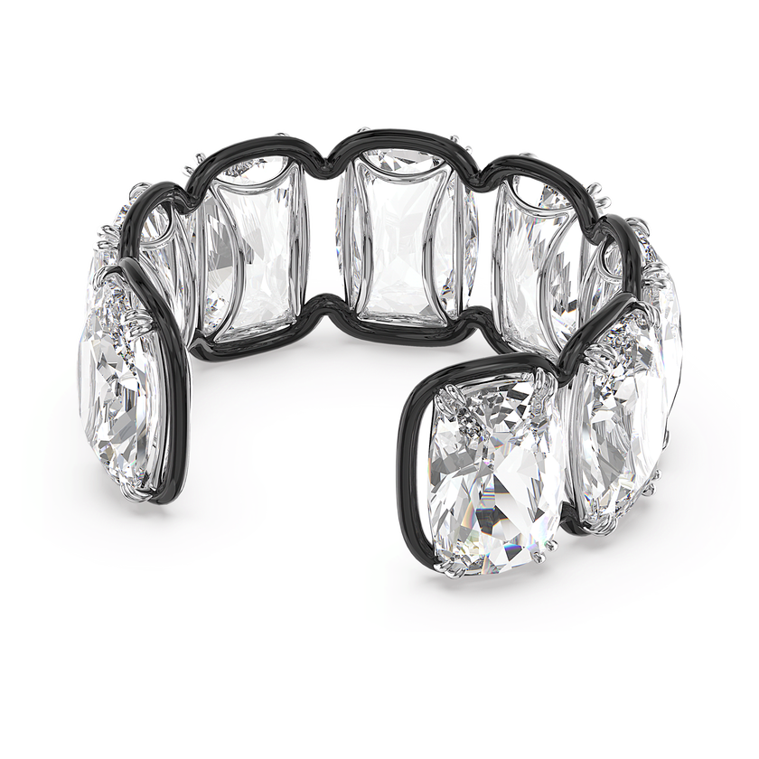 swarovski سوار عريض harmonia، مزدان بالكريستال العائم الكبير الحجم، لون أبيض، لمسة نهائية من معادن مختلطة