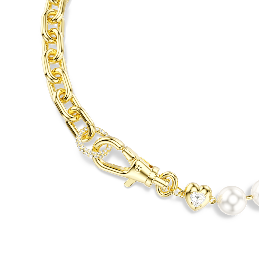 swarovski عقد idyllia، لآلئ كريستال، لون أبيض، طلاء باللون الذهبي