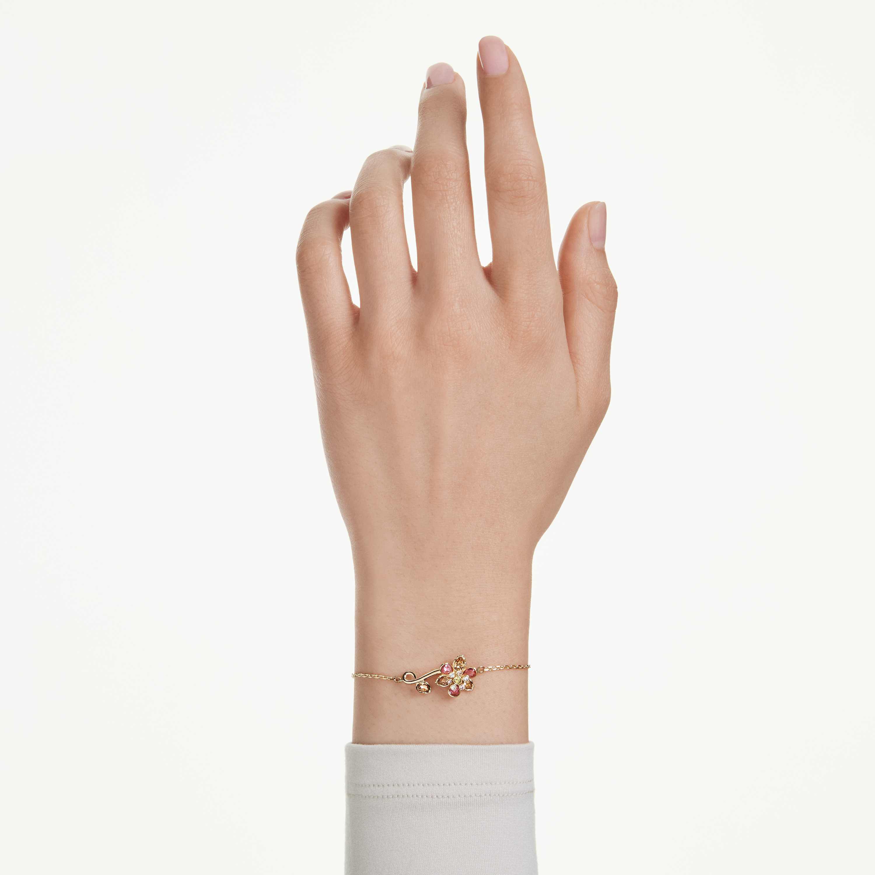 swarovski سوار idyllia، قطع متنوع، شكل زهرة، ألوان متعددة، طلاء باللون الذهبي