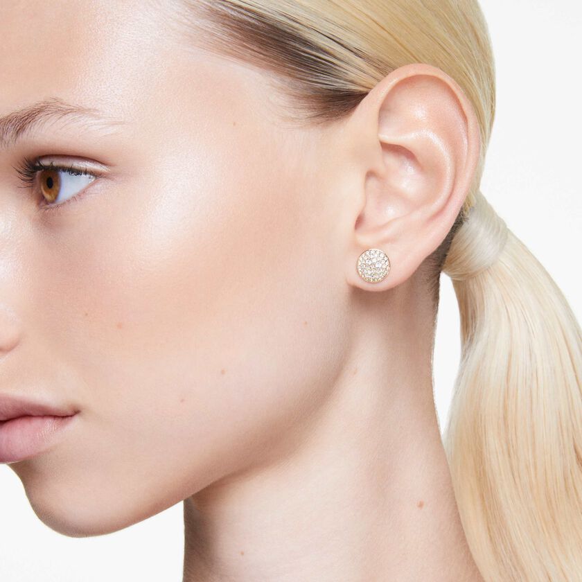 swarovski أقراط دبوسية sublima، لون أبيض، طلاء بلون ذهبي