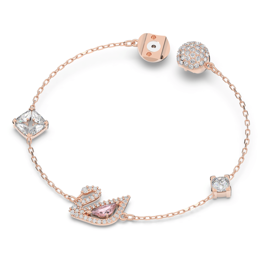 swarovski سوار swan، قفل مغناطيس، متعدد الألوان، طلاء ذهبي وردي