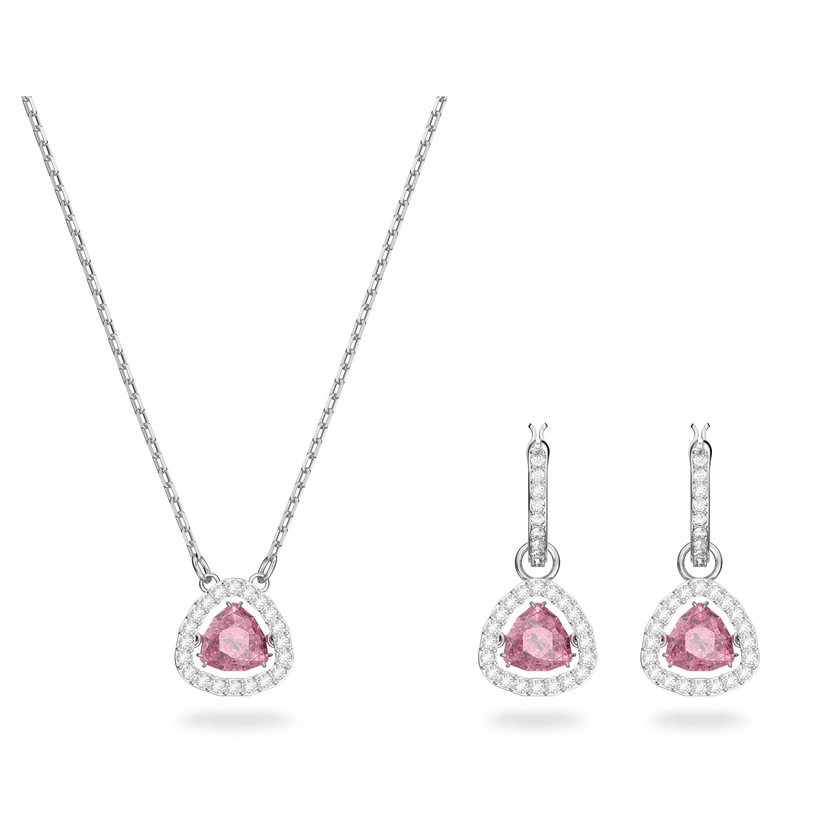 swarovski طقم millenia  2 ، لون وردي، طلاء روديوم