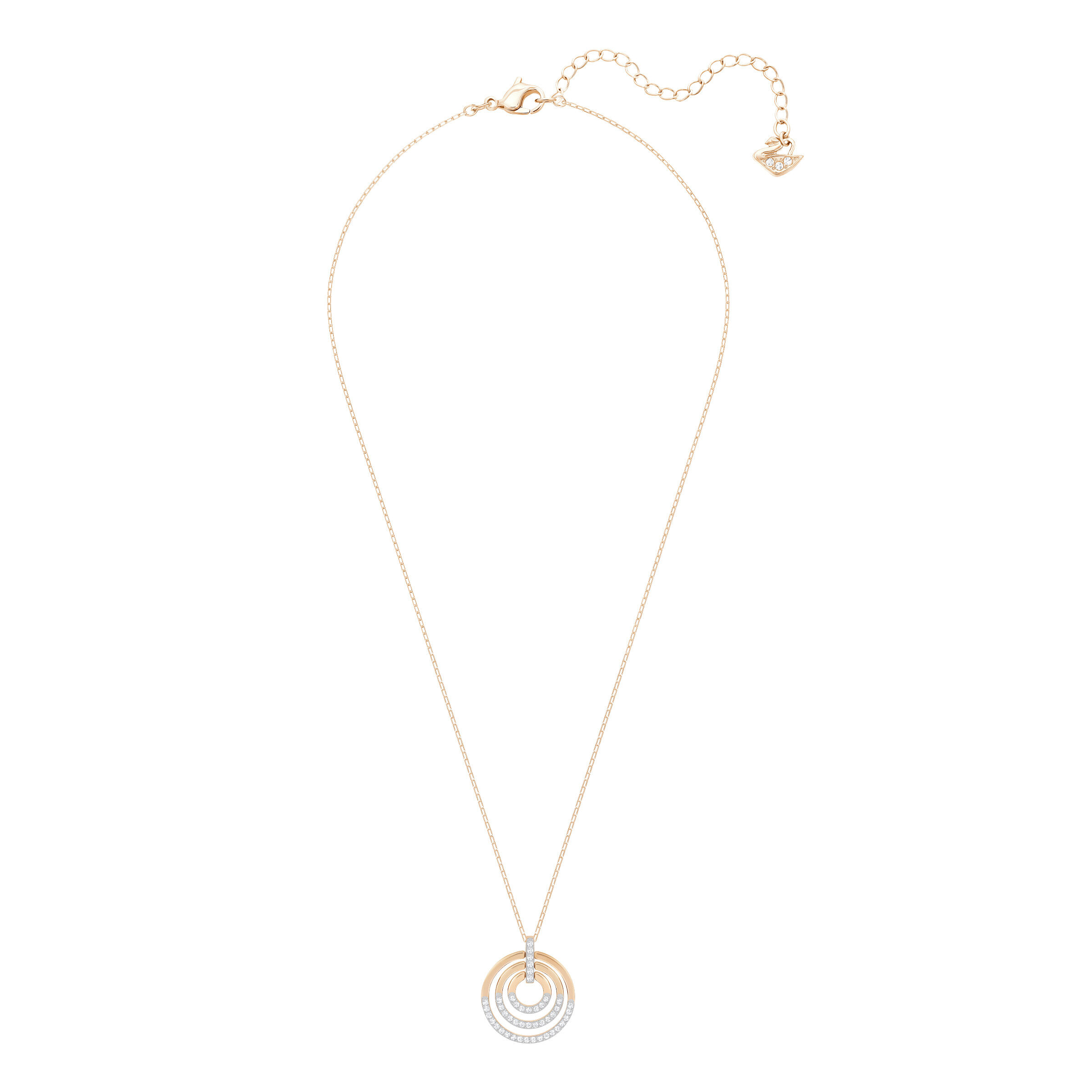 swarovski قلادة circle، شكل مستدير، لون أبيض، لمسة نهائية من معادن مختلطة