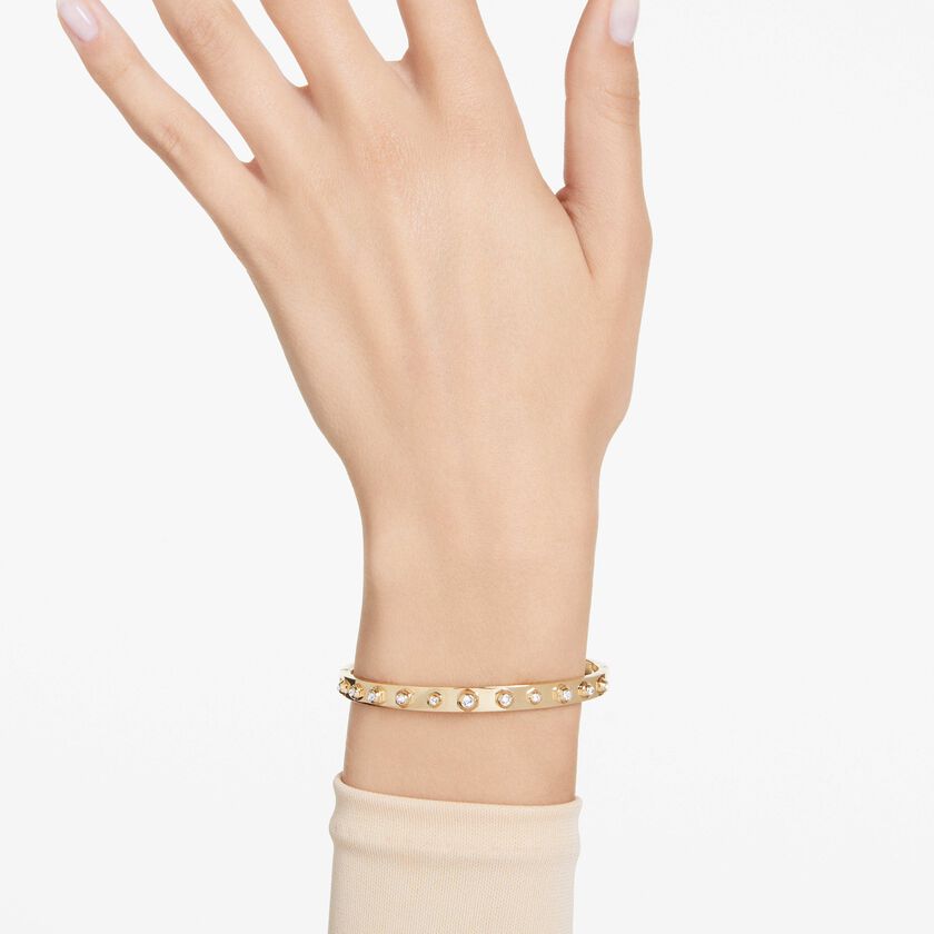 swarovski سوار numina، قطع مُستدير متنوع، لون أبيض، طلاء بلون ذهبي