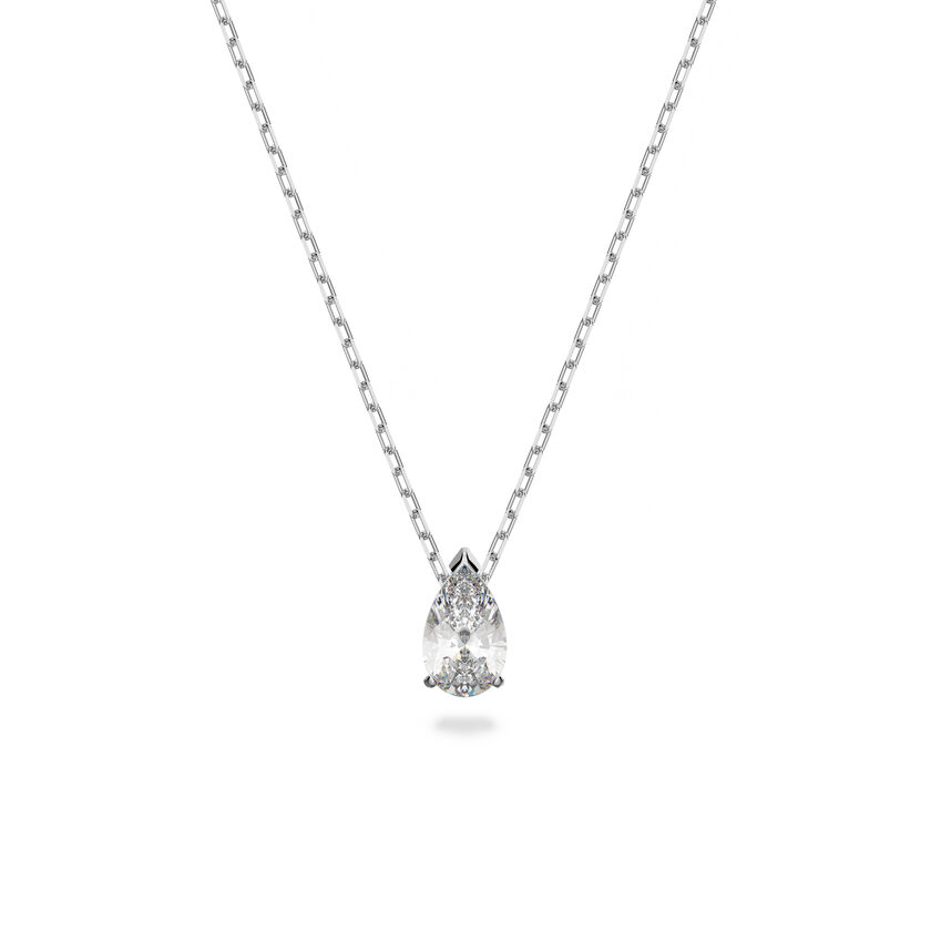 swarovski طقم attract على شكل كمثري، لون أبيض، طلاء روديوم