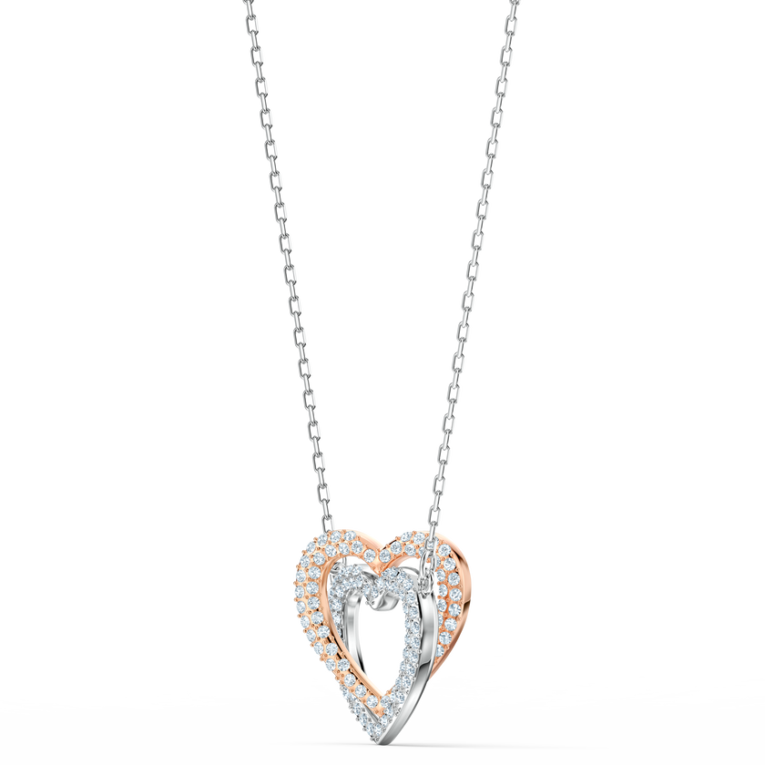 عقد swarovski inifinity على شكل قلب، لون أبيض، لمسة نهائية من معادن مختلطة
