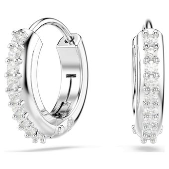 swarovski أقراط حلقية matrix، قطع مُستدير، لون أبيض، طلاء روديوم