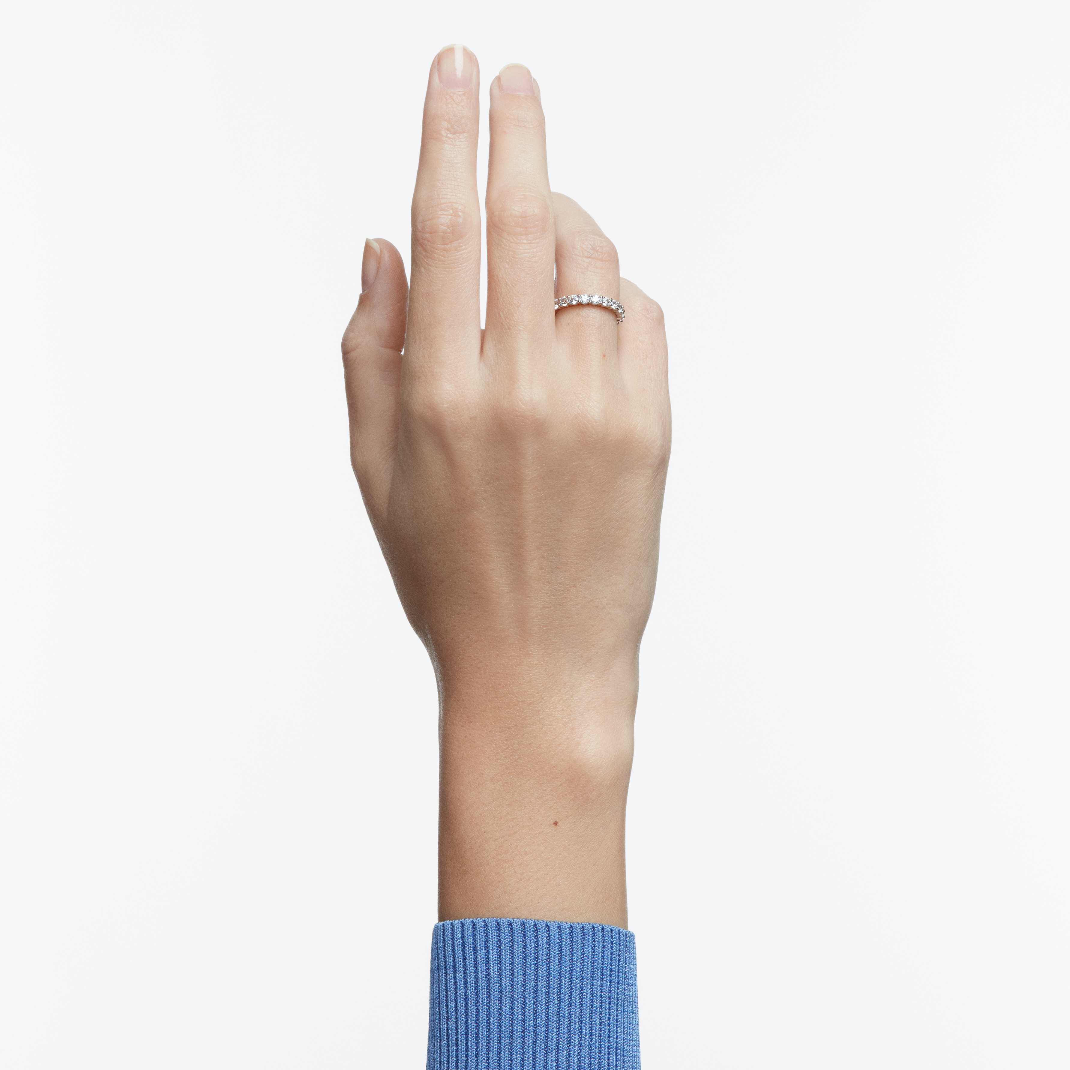 swarovski خاتم matrix vittore،   قطع مستدير، لون أبيض،  طلاء روديوم