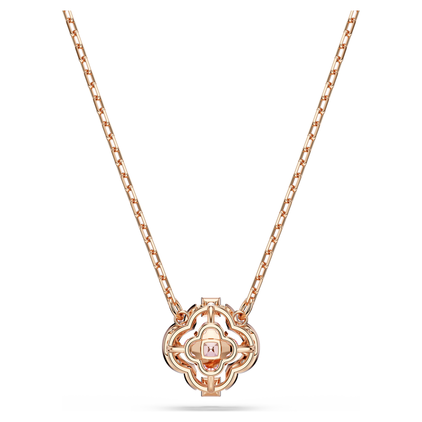 swarovski عقد una، على شكل زهرة البرسيم، لون وردي، طلاء ذهبي وردي