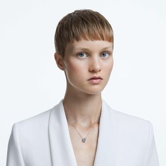 swarovski عقد una، قطع مُثَمَّن، لون أزرق، طلاء روديوم