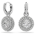swarovski أقراط متدلية sublima، قطع مستدير، لون أبيض، طلاء روديوم