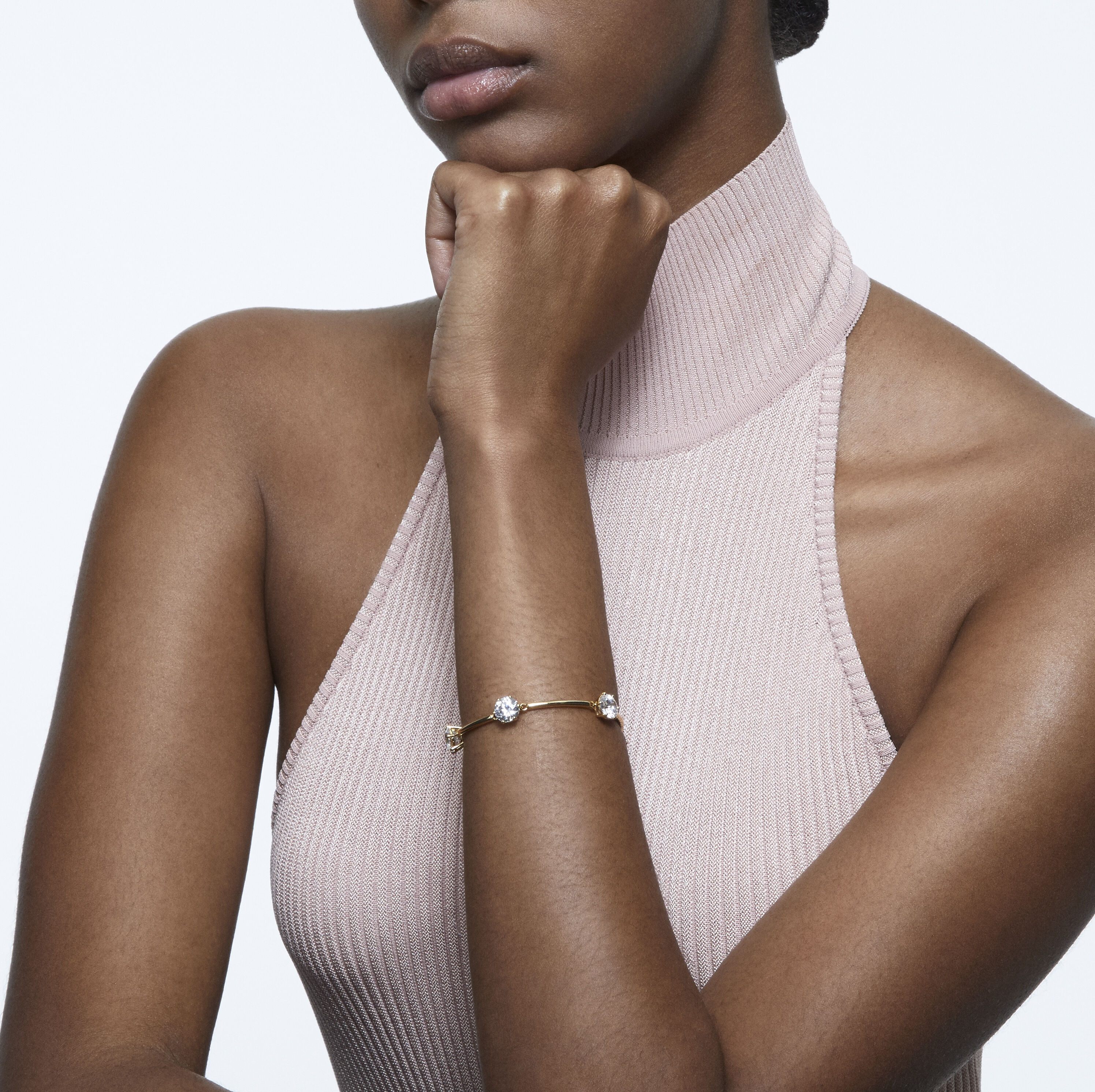 swarovski سوار constella، لون أبيض، طلاء باللون الذهبي