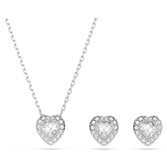 طقم Ariana Grande x Swarovski، قطع متنوع، شكل قلب، لون أبيض، طلاء روديوم طقم ariana grande x swarovski، قطع متنوع، شكل قلب، لون أبيض، طلاء روديوم