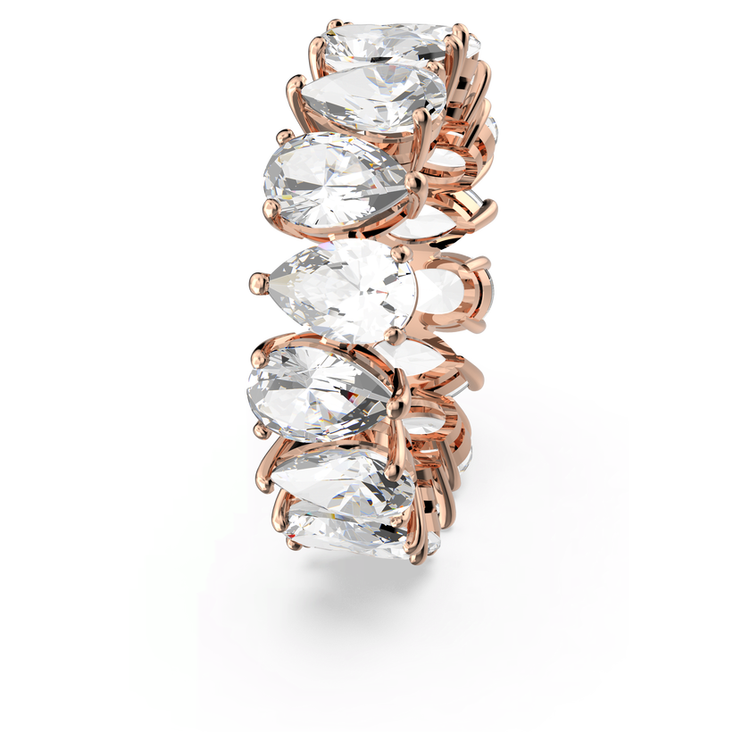 swarovski خاتم matrix vittore، قطع على شكل قطرة، لون أبيض، طلاء ذهبي وردي