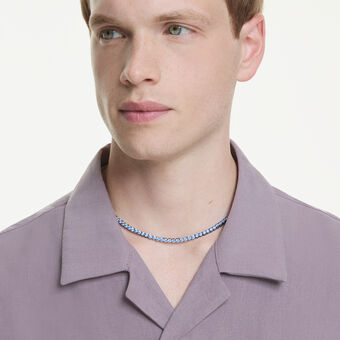 swarovski عقد matrix tennis، قطع مستدير، لون أزرق، طلاء روثينيوم