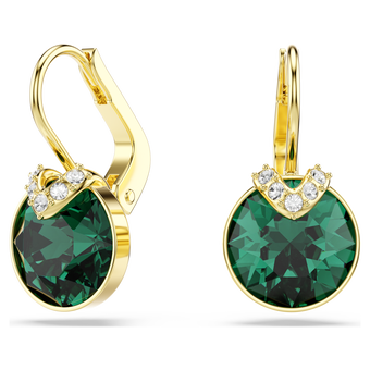 swarovski أقراط متدلية bella v، قطع مستدير، لون أخضر، لمسة نهائية من الذهب عيار 18 قيراط