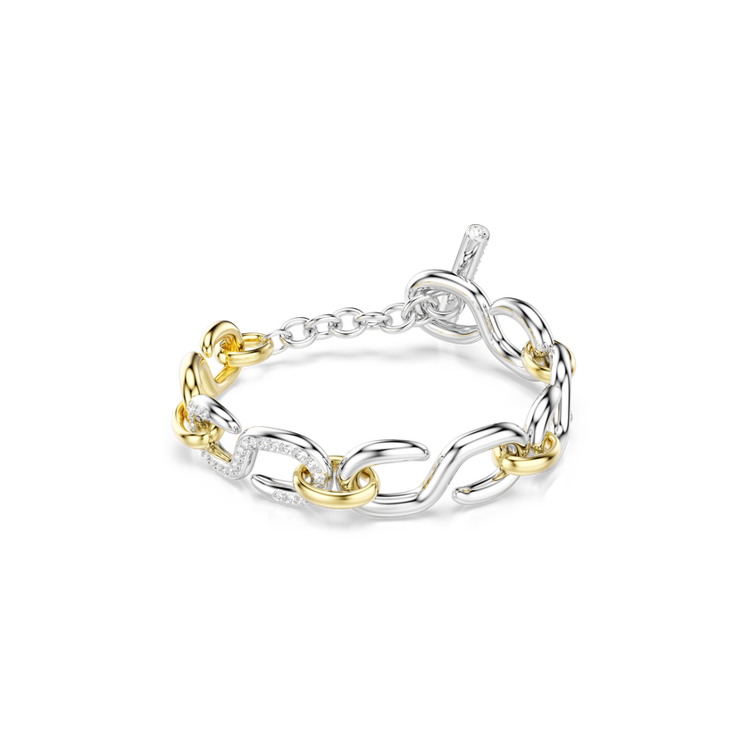 swarovski سوار dextera، قطع مستدير، قفل على شكل حرف t، لون أبيض، لمسة نهائية من معادن مختلطة