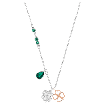 swarovski قلادة symbolic من سواروفسكي، على شكل زهرة برسيم، لون أخضر، لمسة نهائية من معادن مختلطة