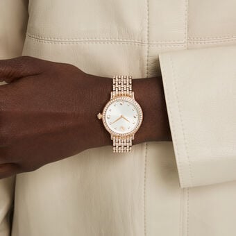 swarovski ساعة imber، صناعة سويسرية، سوار معدني، لون ذهبي وردي، لمسة نهائية باللون الذهبي الوردي