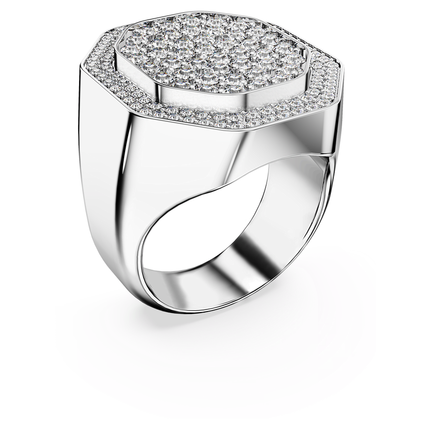 swarovski خاتم dextera كوكتيل، قطع مثمن، لون أبيض، طلاء روديوم