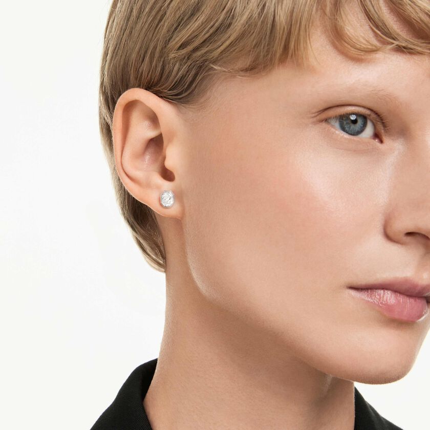 swarovski octagon stud earrings  lab grown diamonds 1 0 ct tw  octagon shape  18k white gold