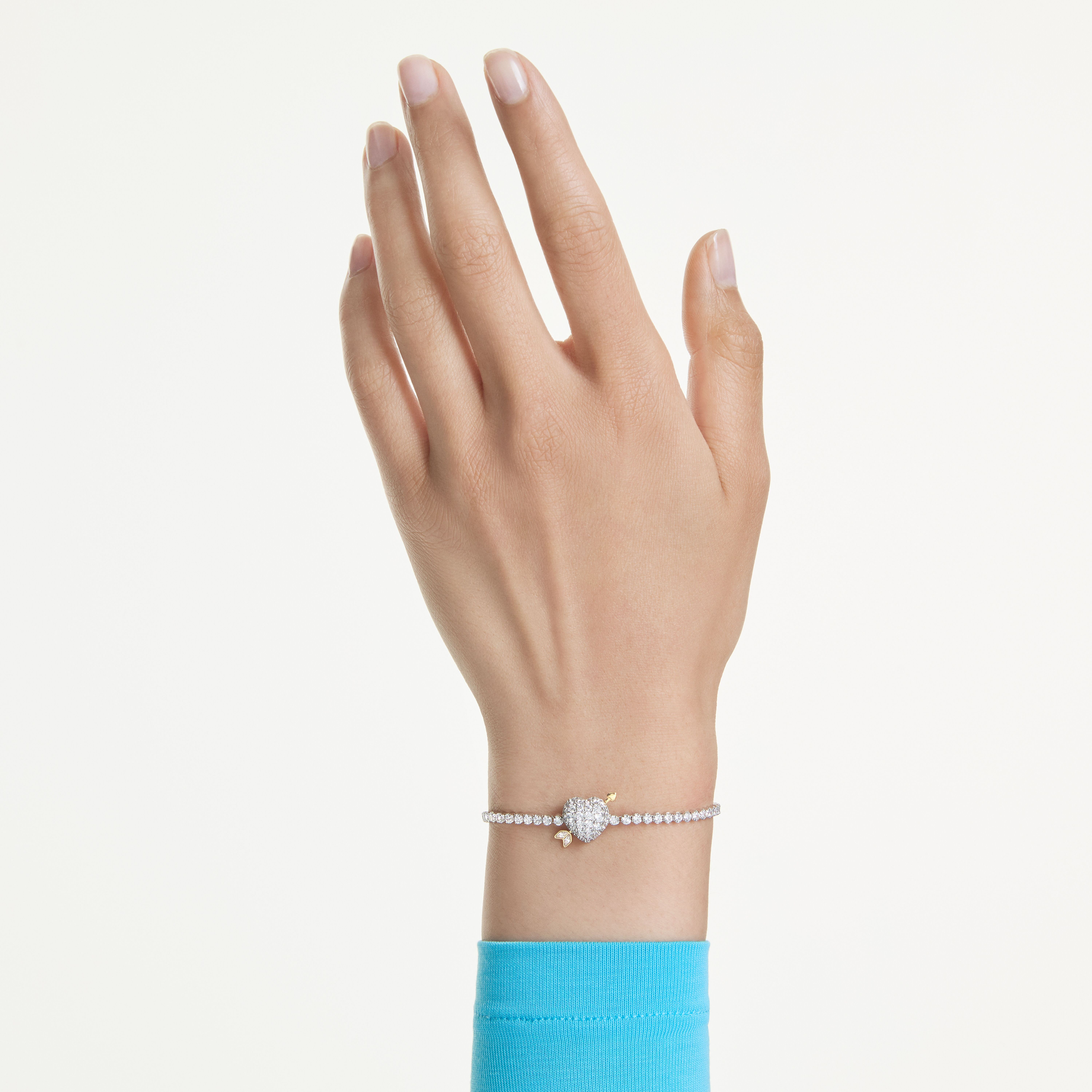 swarovski سوار idyllia، قطع متنوع، شكل قلب وسهم، لون أبيض، طلاء روديوم