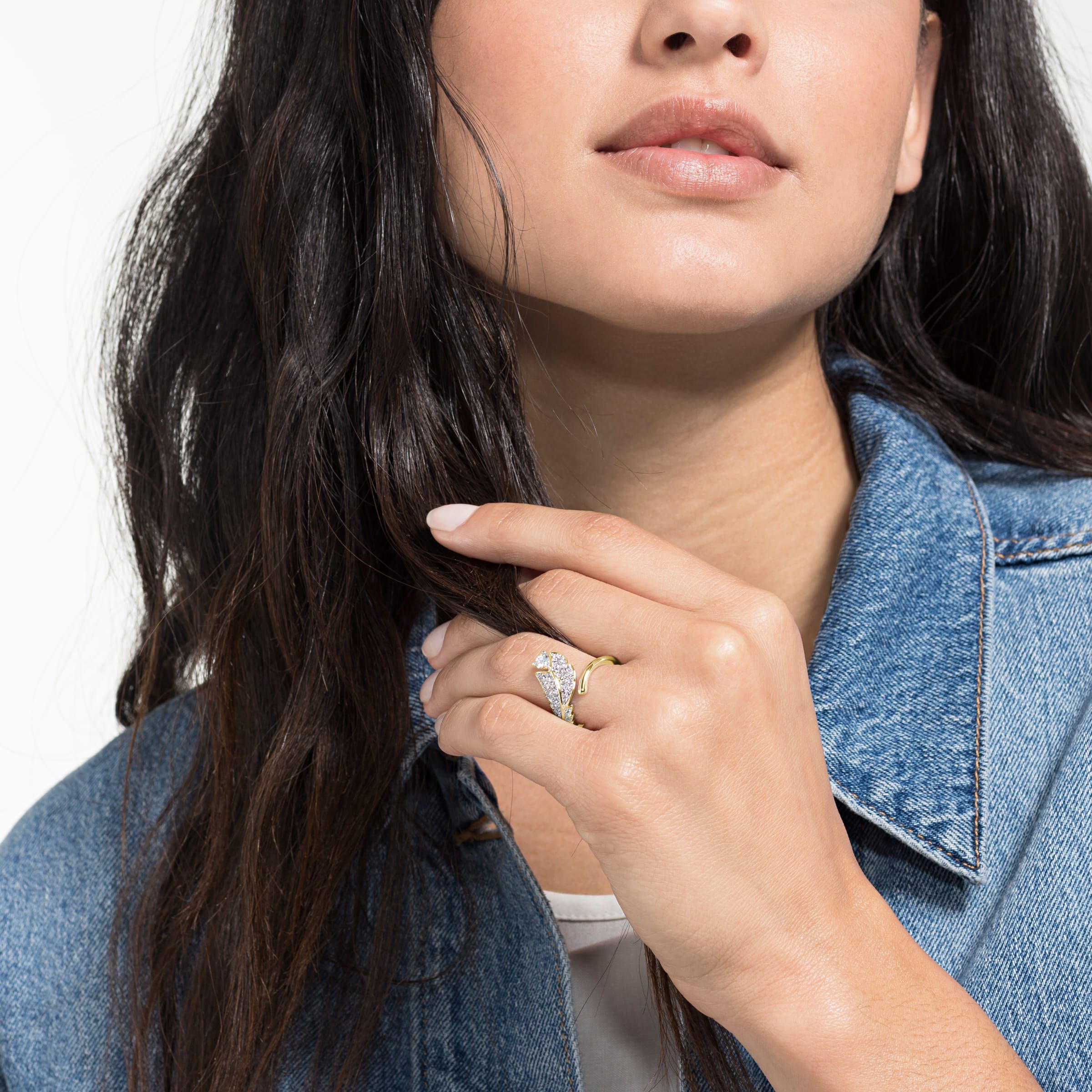 swarovski خاتم nice  ، أبيض ، مطلي باللون الذهبي الوردي